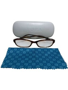 Tura Eyeglasses Frames Twist Temple Glasses Case & Cloth Cottagecore Coastal